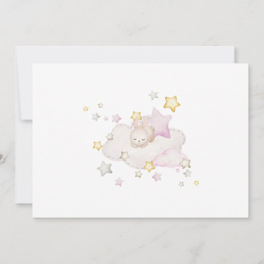 Bunny Baby shower Meisje Bedankkaart (Achterkant)