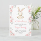 Bunny baby shower meisje kaart (Staand voorkant)