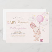 Bunny Baby shower Meisje Kaart (Voorkant / Achterkant)