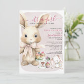 Bunny Baby shower Meisje Kaart (Staand voorkant)