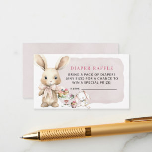 Bunny Baby shower Meisje Luier Raffle Informatiekaartje
