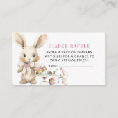 Bunny Baby shower Meisje Luier Raffle Informatiekaartje (Voorkant)