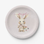 Bunny Baby shower Meisje Papieren Bordje (Voorkant)