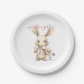 Bunny Baby shower Meisje Papieren Bordje (Voorkant)