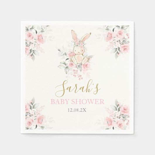 Bunny Baby shower Meisje Servet (Voorkant)
