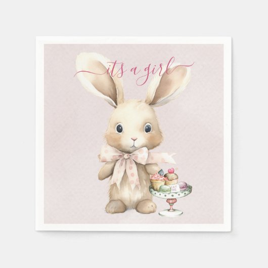 Bunny Baby shower Meisje Servet (Voorkant)