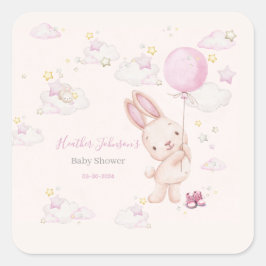 Bunny Baby shower Meisje Vierkante Sticker