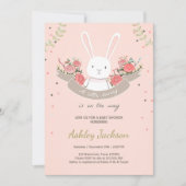 Bunny Baby shower nodigt Konbit Spring Floral uit Kaart (Voorkant)