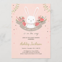 Bunny Baby shower nodigt Konbit Spring Floral uit