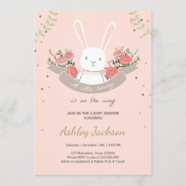 Bunny Baby shower nodigt Konbit Spring Floral uit Kaart