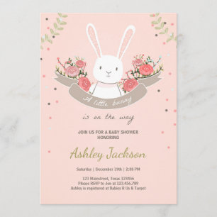 Bunny Baby shower nodigt Konbit Spring Floral uit Kaart