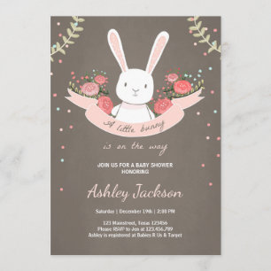 Bunny Baby shower nodigt Konbit Spring Floral uit Kaart