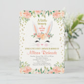 Bunny baby shower nodigt perzikje uit kaart (Staand voorkant)