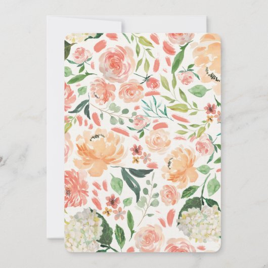 Bunny baby shower nodigt perzikje uit kaart (Achterkant)