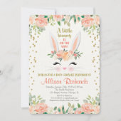 Bunny baby shower nodigt perzikje uit kaart (Voorkant)