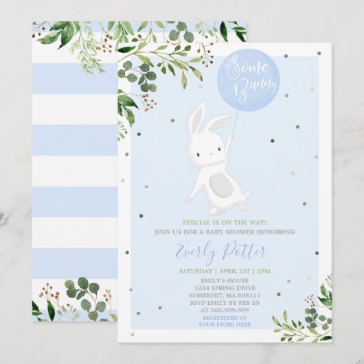 Bunny Baby shower nodigt uit tot een speciale bunn Kaart (Voorkant / Achterkant)