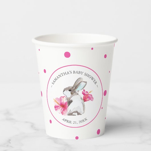 Bunny Baby shower Paper Cups Sjabloon Papieren Bekers (Voorkant)