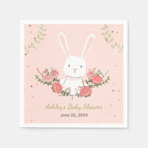 Bunny Baby shower Paper Napkin Woodland Pink Girl Servetten