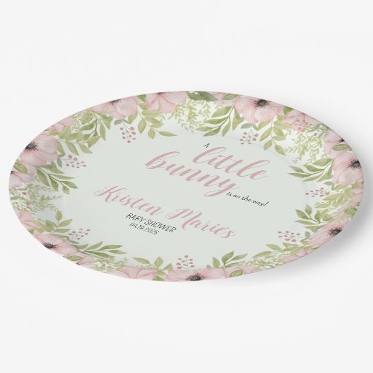 Bunny Baby shower Papieren Bordje (Gekanteld)