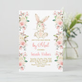 Bunny baby shower per mail meisje kaart (Staand voorkant)