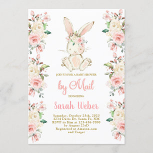 Bunny baby shower per mail meisje kaart