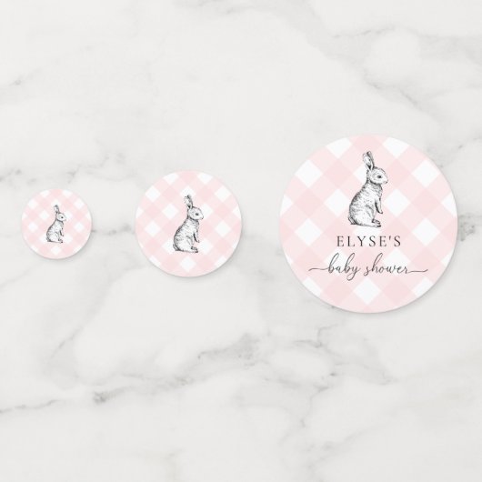Bunny Baby shower Pink Gingham Table Confetti (Achterkanten)