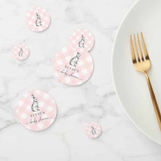 Bunny Baby shower Pink Gingham Table Confetti (Groep)