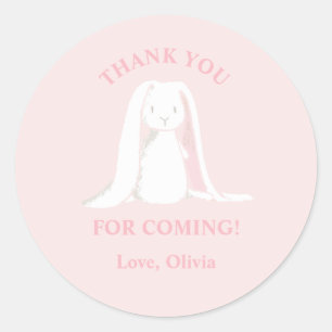 Bunny Baby shower Pink Ronde Sticker