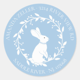 BUNNY Baby shower Retouradreslabel Ronde Sticker