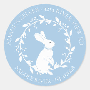 BUNNY Baby shower Retouradreslabel Ronde Sticker