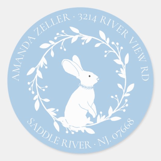BUNNY Baby shower Retouradreslabel Ronde Sticker (Voorkant)