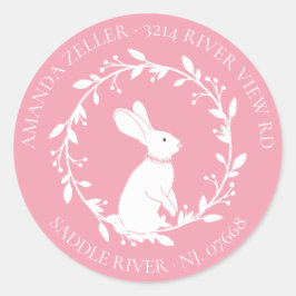 BUNNY Baby shower Retouradreslabel Ronde Sticker