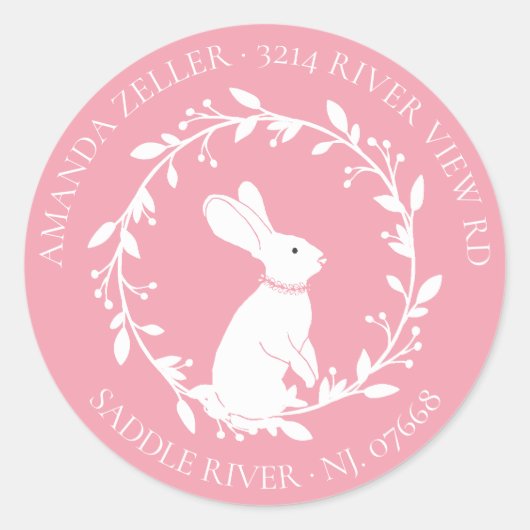 BUNNY Baby shower Retouradreslabel Ronde Sticker (Voorkant)