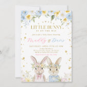 Bunny Baby shower Roze Blauw Goud Geslacht Reveal Kaart (Voorkant)