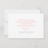 Bunny Baby shower roze dank je briefkaart (Achterkant)