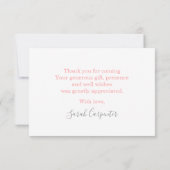 Bunny Baby shower roze dank je briefkaart (Achterkant)