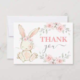 Bunny Baby shower roze dank je briefkaart