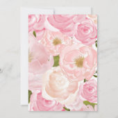 Bunny BABY SHOWER roze Mooie Bloemenuitnodiging Kaart (Achterkant)