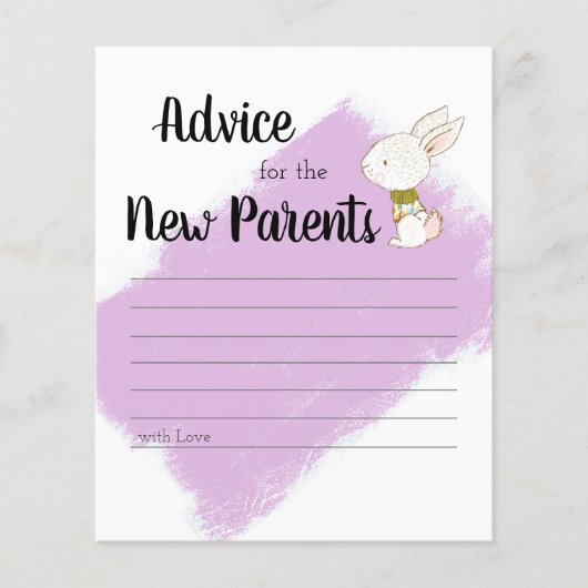 Bunny Baby Shower Spel - Advies Flyer (Voorkant)