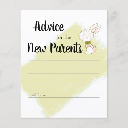 Bunny Baby shower spel - Advies Flyer (Voorkant)