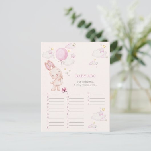 Bunny Baby shower spel voor meisjes Briefkaart (Staand voorkant)