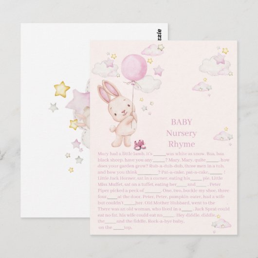 Bunny Baby shower spel voor meisjes Briefkaart (Voorkant / Achterkant)