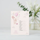 Bunny Baby shower spel voor meisjes Briefkaart (Staand voorkant)