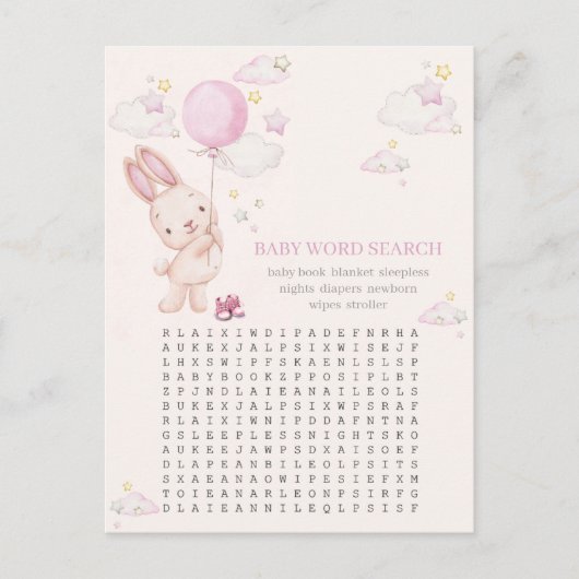 Bunny Baby shower spel voor meisjes Briefkaart (Voorkant)