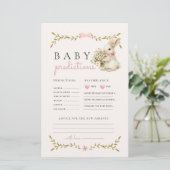 Bunny Baby shower spel voorspellingen en advies Briefpapier (Staand voorkant)