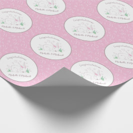 Bunny Baby shower Spring Pink Girl Cadeaupapier