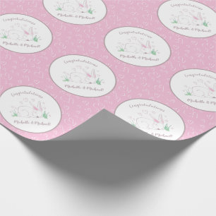 Bunny Baby shower Spring Pink Girl Cadeaupapier