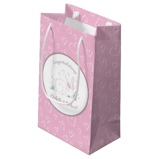 Bunny Baby shower Spring Pink Girl Klein Cadeauzakje (Achterkant Gekanteld)