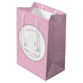 Bunny Baby shower Spring Pink Girl Medium Cadeauzakje