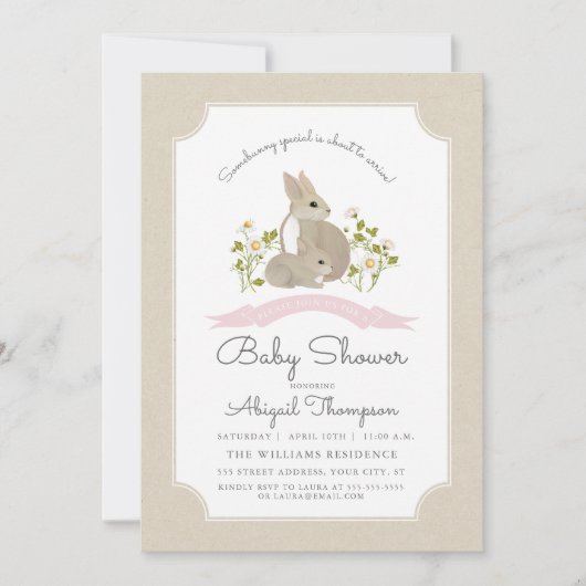 Bunny Baby shower Uitnodigen Kaart (Voorkant)